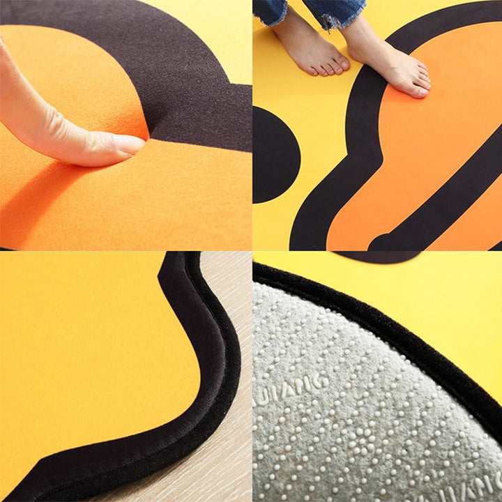 Lisslune | Yellow Duck Pattern Carpet Cotton Cartoon Area Rug Non-Slip Back Floor Mat for Kids Room