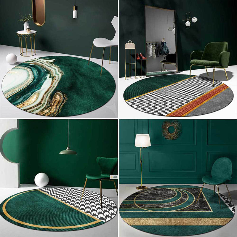 Lisslune | Glam Mid-Century Rug Multicolor Marble Look Rug Pet Friendly Stain Resistant Non-Slip Back Rug for Living Room