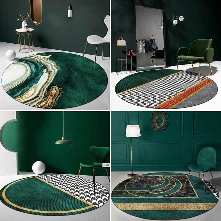 Lisslune | Glam Mid-Century Rug Multicolor Marble Look Rug Pet Friendly Stain Resistant Non-Slip Back Rug for Living Room