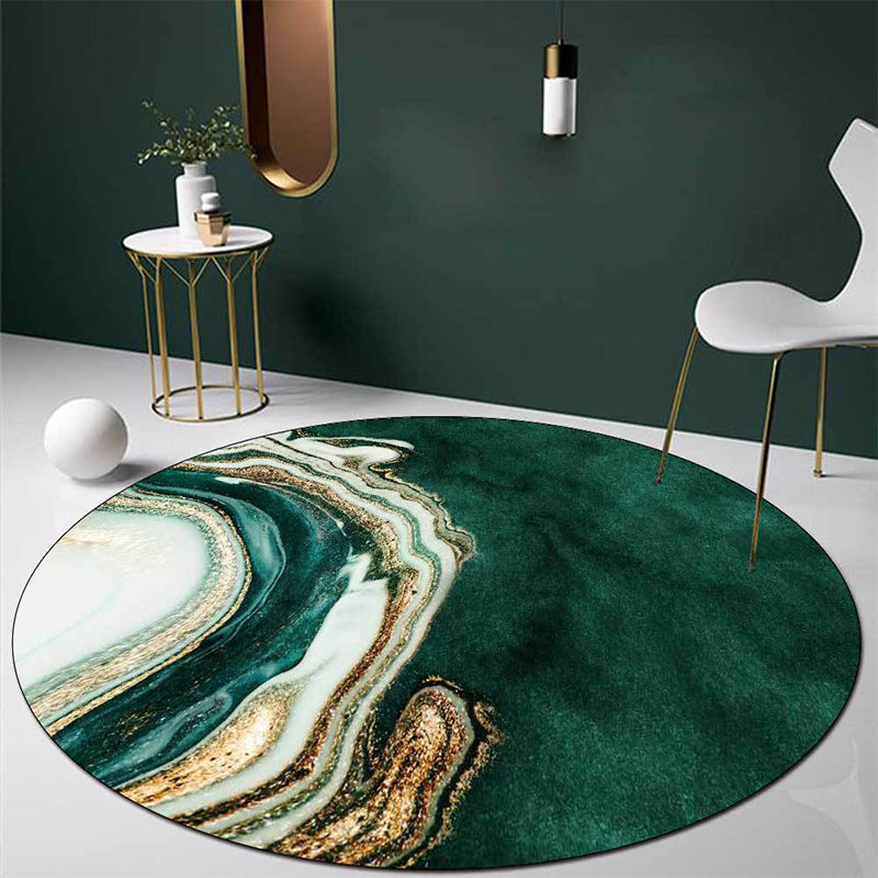 Lisslune | Glam Mid-Century Rug Multicolor Marble Look Rug Pet Friendly Stain Resistant Non-Slip Back Rug for Living Room