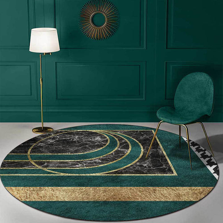 Lisslune | Glam Mid-Century Rug Multicolor Marble Look Rug Pet Friendly Stain Resistant Non-Slip Back Rug for Living Room