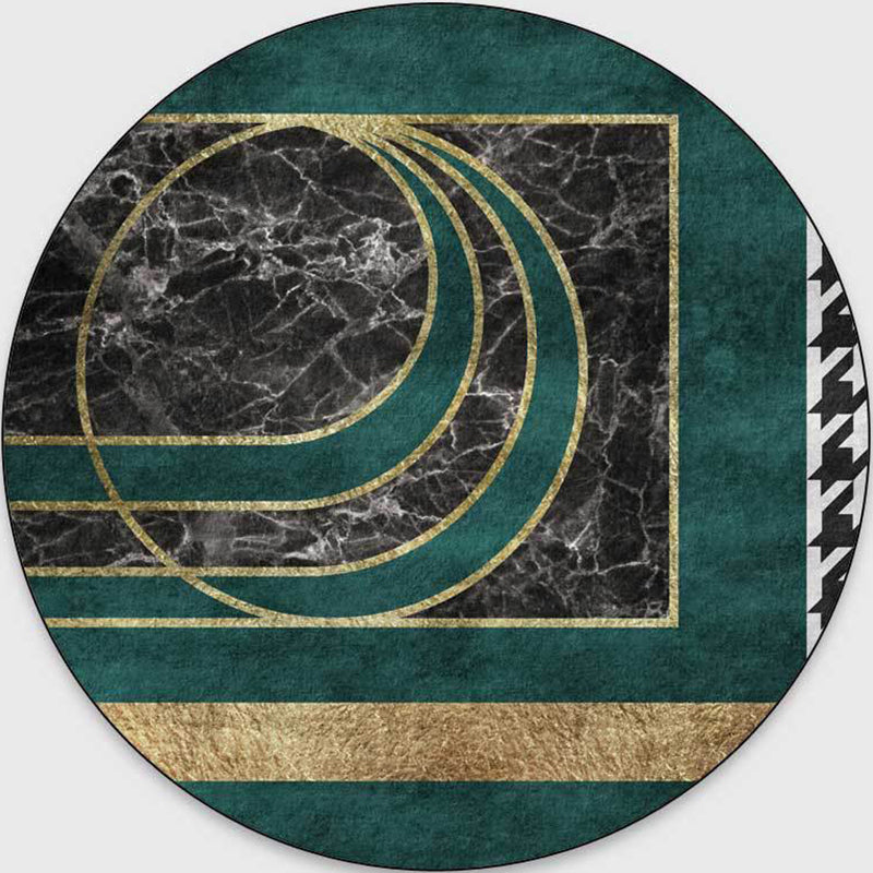 Lisslune | Glam Mid-Century Rug Multicolor Marble Look Rug Pet Friendly Stain Resistant Non-Slip Back Rug for Living Room