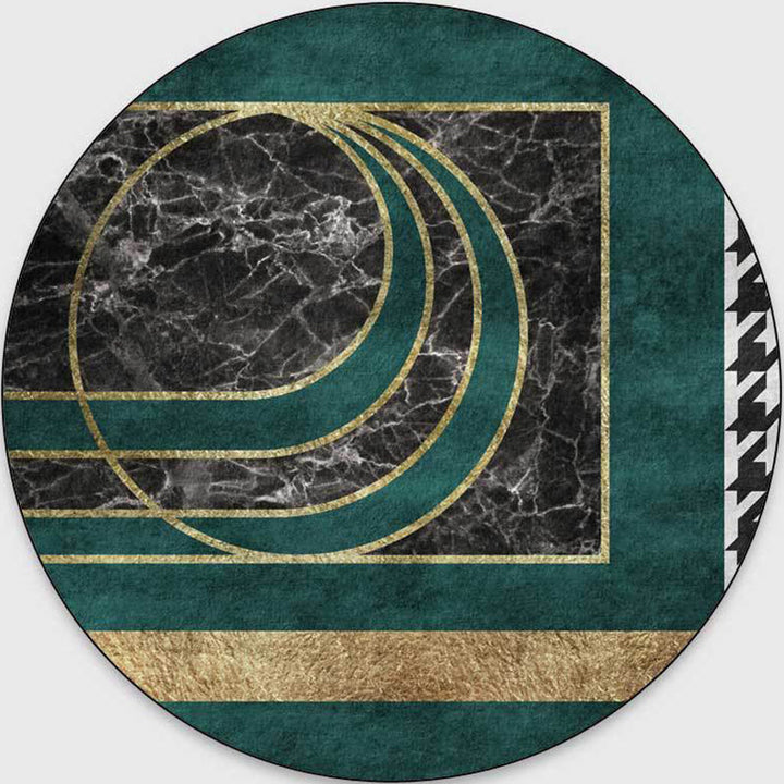 Lisslune | Glam Mid-Century Rug Multicolor Marble Look Rug Pet Friendly Stain Resistant Non-Slip Back Rug for Living Room