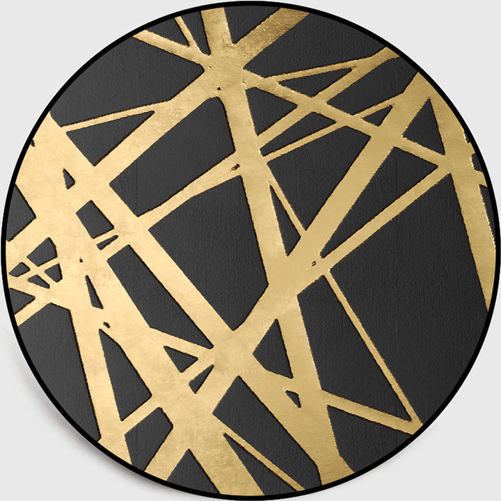 Lisslune | Gold Criss-Cross Patterned Rug Synthetic Glam Rug Pet-Friendly Non-Slip Back Machine Washable Rug for Home Decor