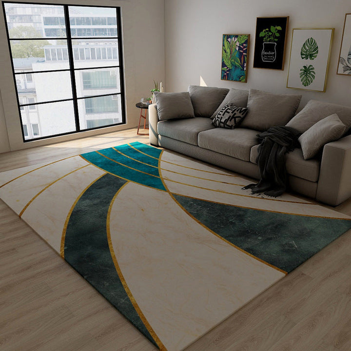 Lisslune | Black Green Vintage Rug Polyester Abstract Geometric Rug Machine Washable Non-Slip Pet-Friendly Carpet for Large Room