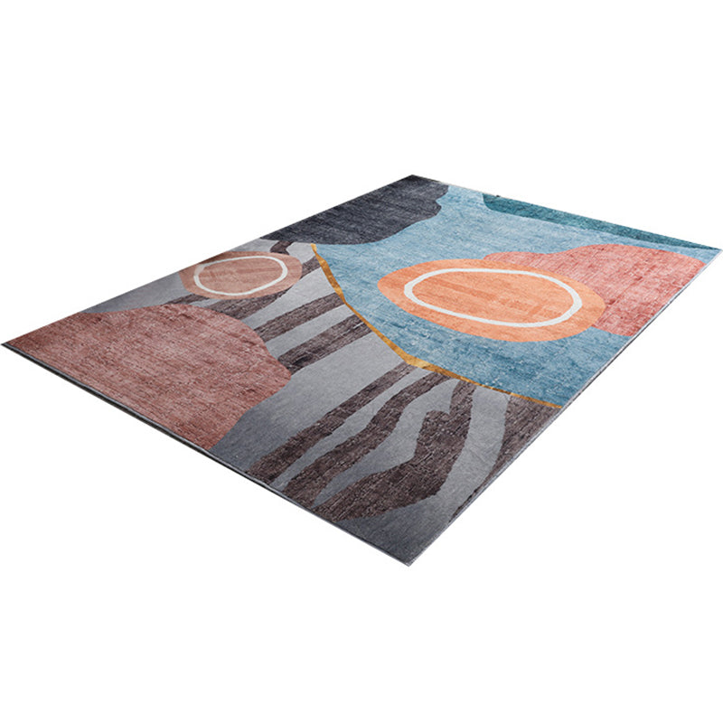Lisslune | Trendy Geometric Patchwork Rug Multicolor Postmodern Rug Polyester Non-Slip Machine Washable Pet Friendly Rug for Home