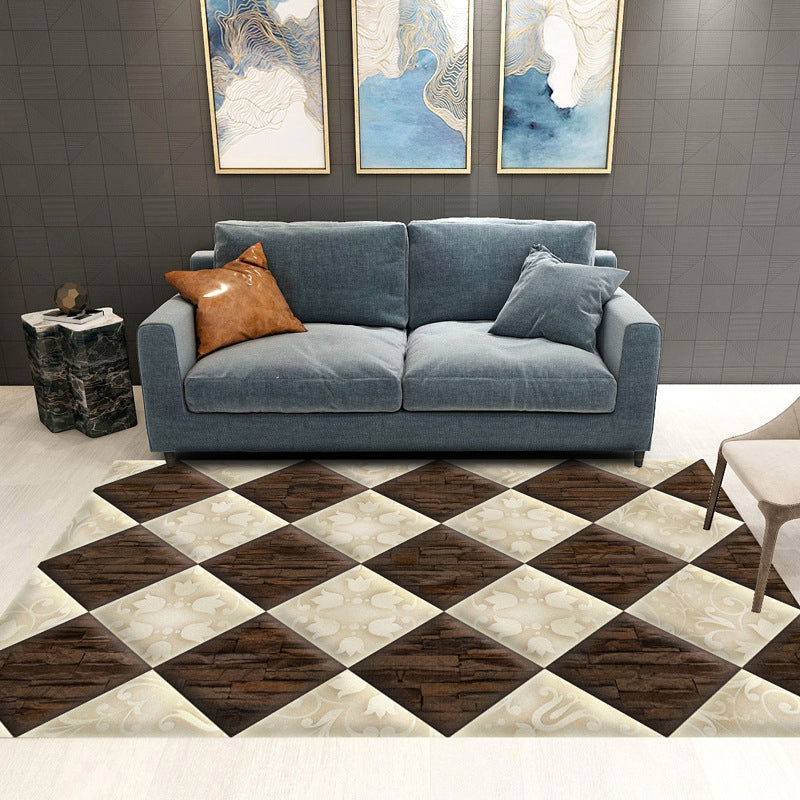 Lisslune | Trendy Geometric Patchwork Rug Multicolor Postmodern Rug Polyester Non-Slip Machine Washable Pet Friendly Rug for Home
