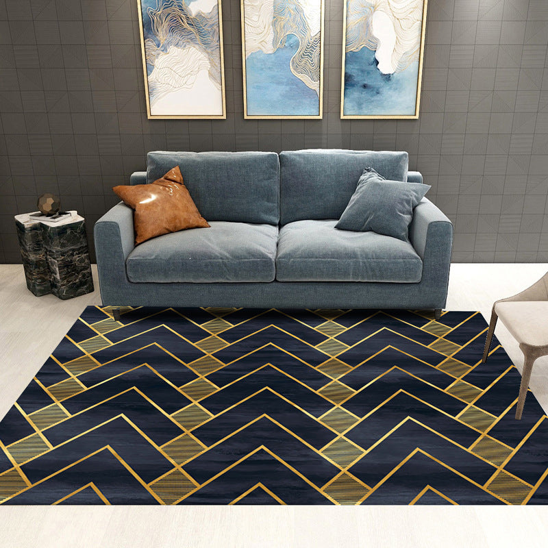 Lisslune | Trendy Geometric Patchwork Rug Multicolor Postmodern Rug Polyester Non-Slip Machine Washable Pet Friendly Rug for Home
