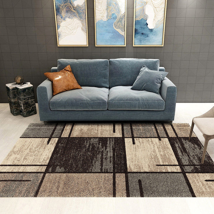 Lisslune | Trendy Geometric Patchwork Rug Multicolor Postmodern Rug Polyester Non-Slip Machine Washable Pet Friendly Rug for Home