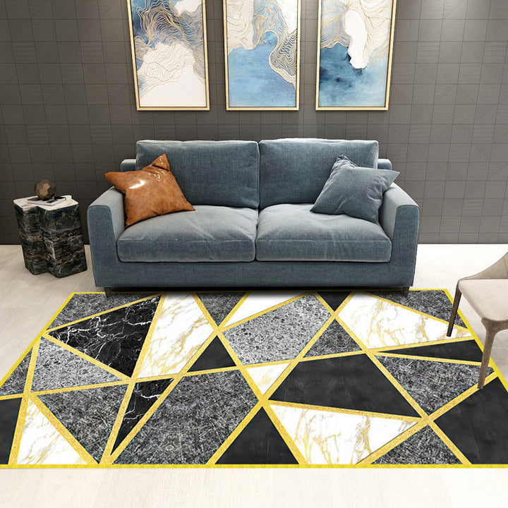 Lisslune | Trendy Geometric Patchwork Rug Multicolor Postmodern Rug Polyester Non-Slip Machine Washable Pet Friendly Rug for Home