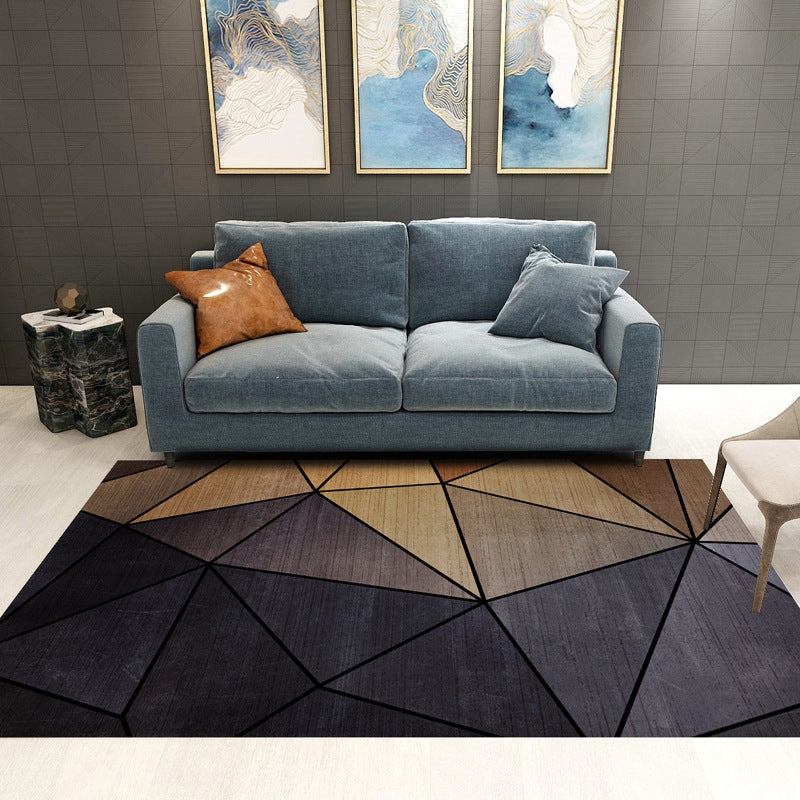 Lisslune | Trendy Geometric Patchwork Rug Multicolor Postmodern Rug Polyester Non-Slip Machine Washable Pet Friendly Rug for Home