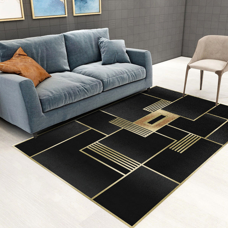 Lisslune | Trendy Geometric Patchwork Rug Multicolor Postmodern Rug Polyester Non-Slip Machine Washable Pet Friendly Rug for Home