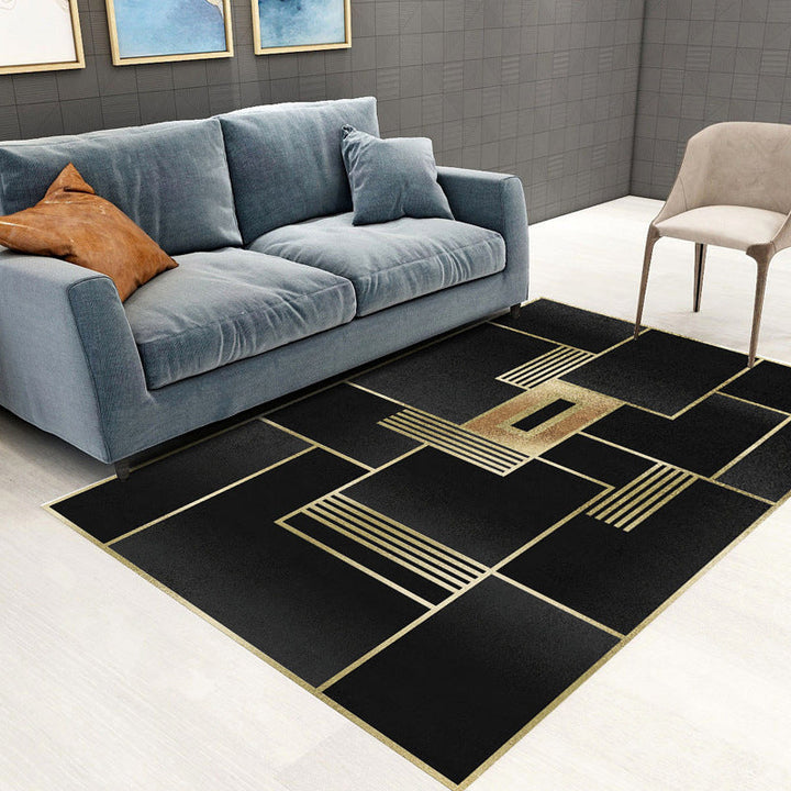 Lisslune | Trendy Geometric Patchwork Rug Multicolor Postmodern Rug Polyester Non-Slip Machine Washable Pet Friendly Rug for Home