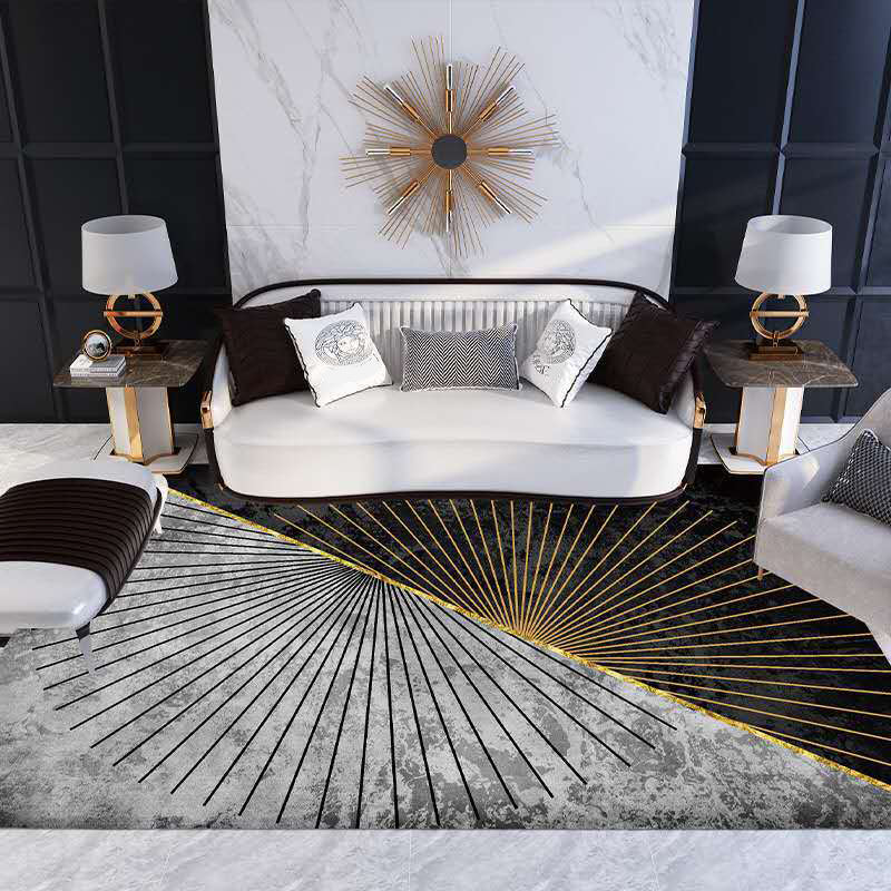 Lisslune | Multicolor Living Room Carpet Mid-Century Geometric Carpet Polyester Washable Non-Slip Pet-Friendly Carpet