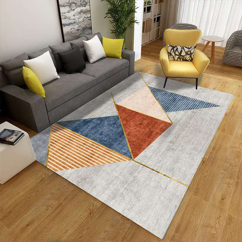 Lisslune | Multicolor Living Room Carpet Mid-Century Geometric Carpet Polyester Washable Non-Slip Pet-Friendly Carpet