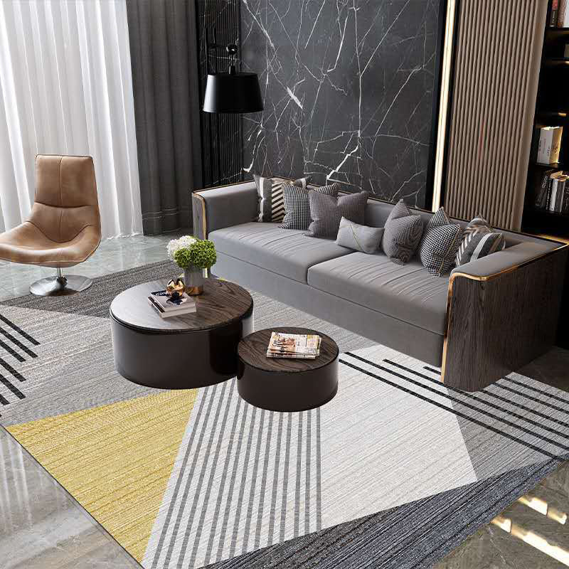 Lisslune | Multicolor Living Room Carpet Mid-Century Geometric Carpet Polyester Washable Non-Slip Pet-Friendly Carpet