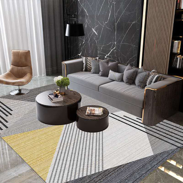 Lisslune | Multicolor Living Room Carpet Mid-Century Geometric Carpet Polyester Washable Non-Slip Pet-Friendly Carpet