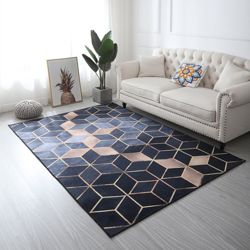 Lisslune | Multi Color Geometric Floral Carpet Cotton Mid-Century Modern Carpet Pet Friendly Anti-Slip Carpet for Room