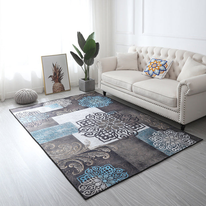 Lisslune | Multi Color Geometric Floral Carpet Cotton Mid-Century Modern Carpet Pet Friendly Anti-Slip Carpet for Room