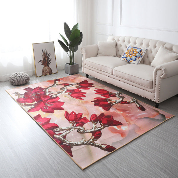 Lisslune | Multi Color Geometric Floral Carpet Cotton Mid-Century Modern Carpet Pet Friendly Anti-Slip Carpet for Room