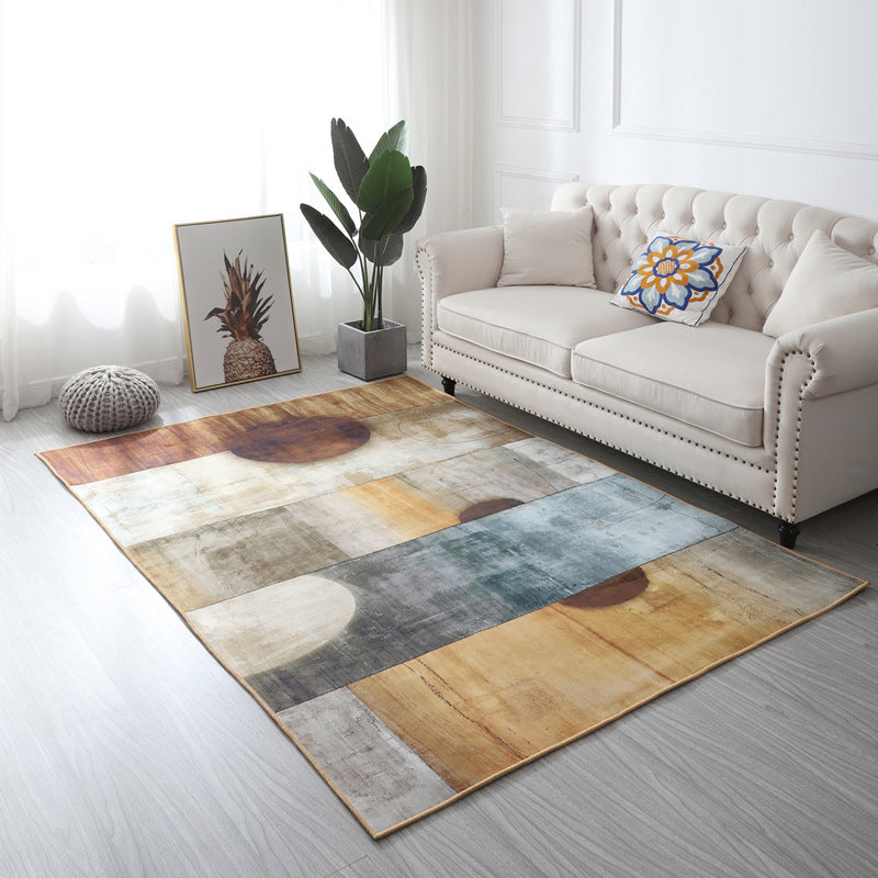 Lisslune | Multi Color Geometric Floral Carpet Cotton Mid-Century Modern Carpet Pet Friendly Anti-Slip Carpet for Room