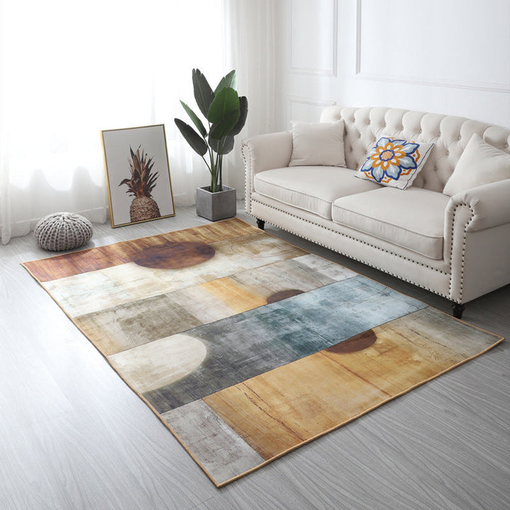Lisslune | Multi Color Geometric Floral Carpet Cotton Mid-Century Modern Carpet Pet Friendly Anti-Slip Carpet for Room