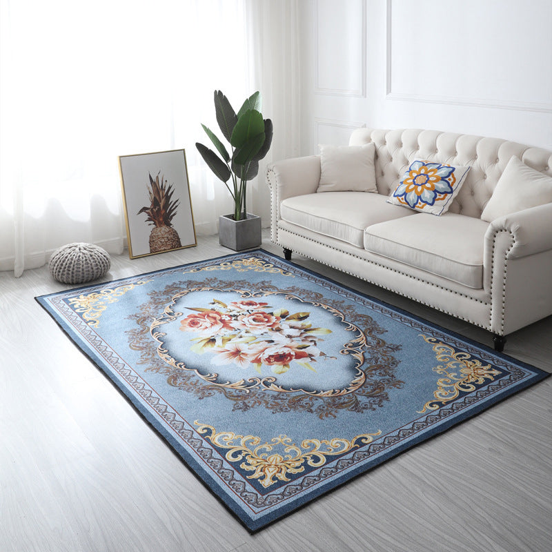 Lisslune | Multi Color Geometric Floral Carpet Cotton Mid-Century Modern Carpet Pet Friendly Anti-Slip Carpet for Room