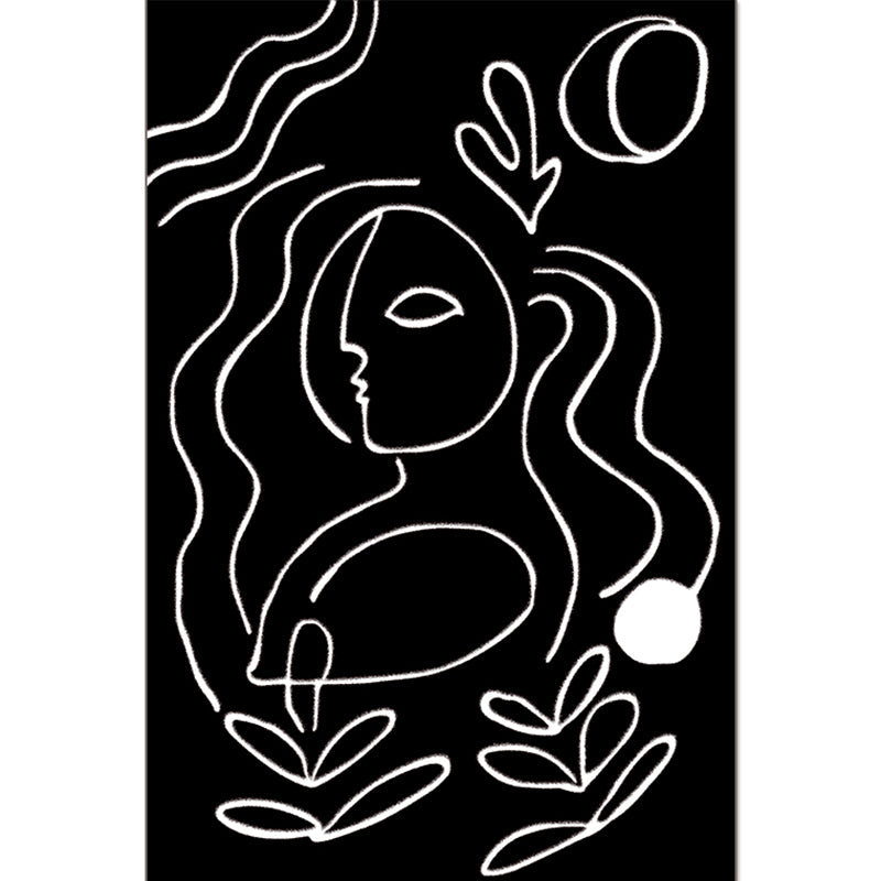 Lisslune | Simple Line Art Rug Multicolor Nordic Style Rug Synthetic Pet Friendly Machine Washable Non-Slip Rug for Living Room