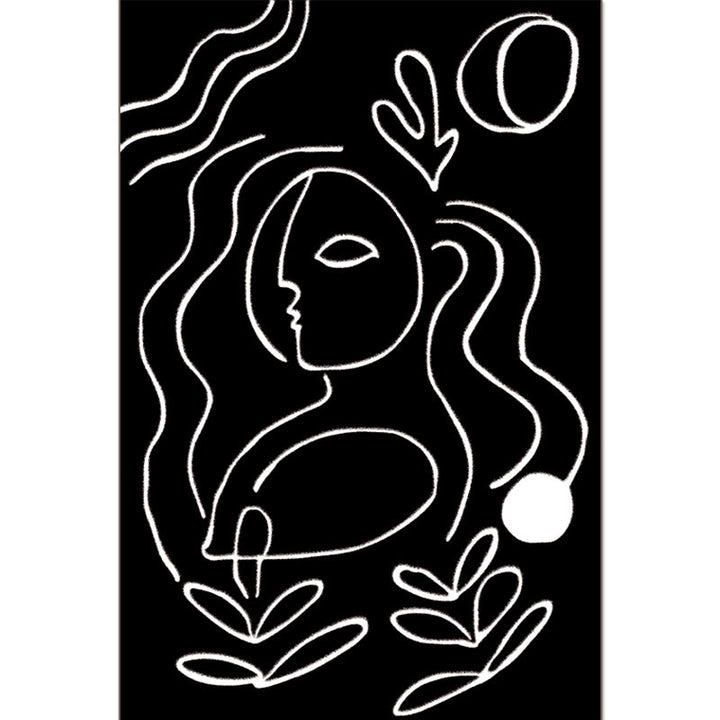 Lisslune | Simple Line Art Rug Multicolor Nordic Style Rug Synthetic Pet Friendly Machine Washable Non-Slip Rug for Living Room