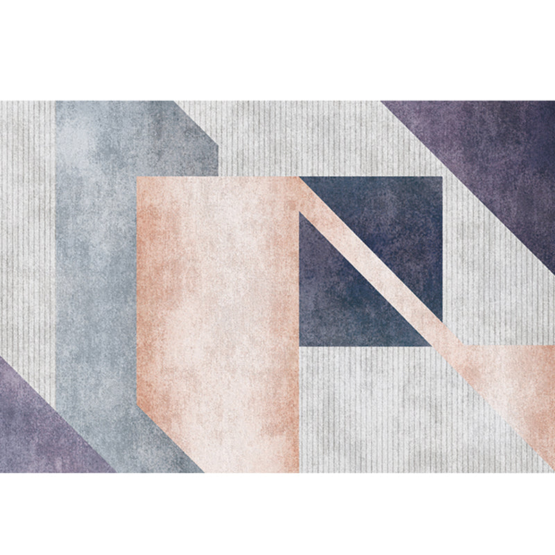 Lisslune | Mid-Century Living Room Rug Multicolored Architecture Color Block Rug Polyester Pet Friendly Non-Slip Washable Indoor Rug