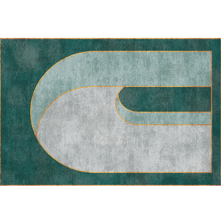 Lisslune | Mid-Century Living Room Rug Multicolored Architecture Color Block Rug Polyester Pet Friendly Non-Slip Washable Indoor Rug