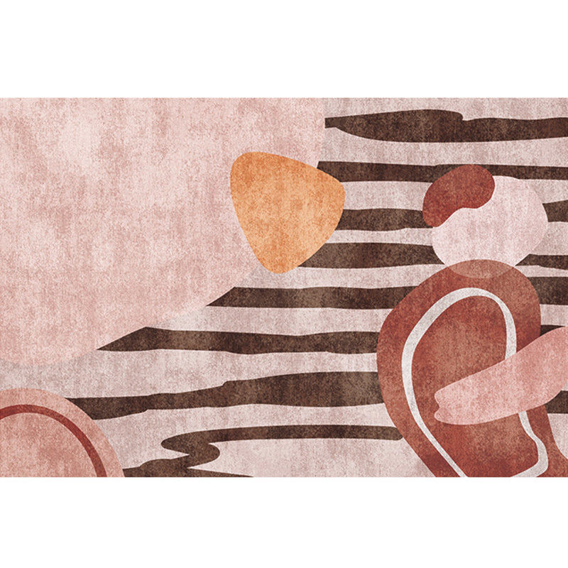 Lisslune | Mid-Century Living Room Rug Multicolored Architecture Color Block Rug Polyester Pet Friendly Non-Slip Washable Indoor Rug