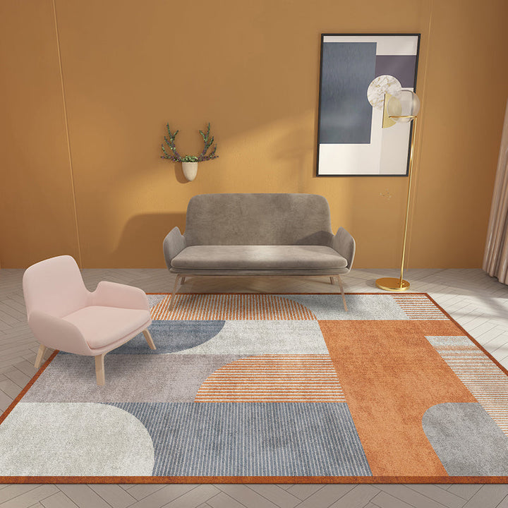 Lisslune | Aesthetics Color-Blocking Rug Multi-Color Scandinavian Rug Synthetic Stain Resistant Anti-Slip Backing Pet Friendly Carpet for Room