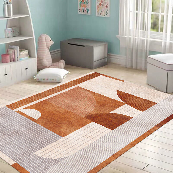 Lisslune | Aesthetics Color-Blocking Rug Multi-Color Scandinavian Rug Synthetic Stain Resistant Anti-Slip Backing Pet Friendly Carpet for Room