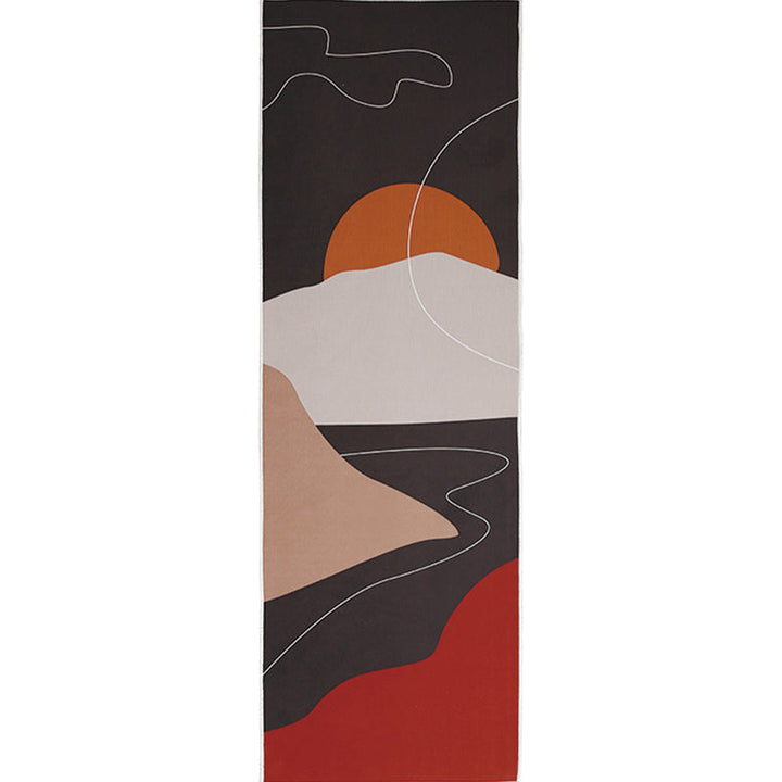 Lisslune | Artistic Sunrise Landscape Pattern Rug Black Modern Rug Synthetic Non-Slip Backing Washable Pet Friendly Carpet for Bedroom