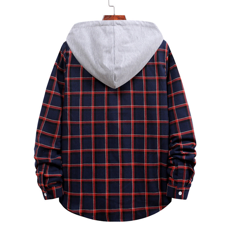 Men's transitional blouse with hood in checkered look Lisslune