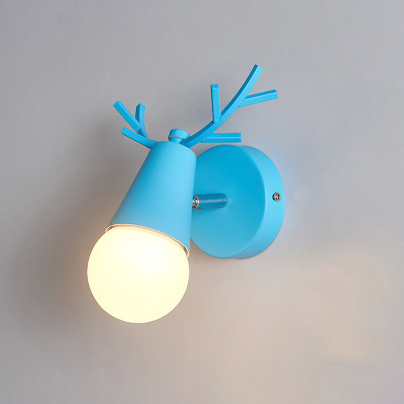 Skørter | Metal Cone Wall Lamp with Antlers 1 Light Nordic Stylish Wall Lamp for Nightstand