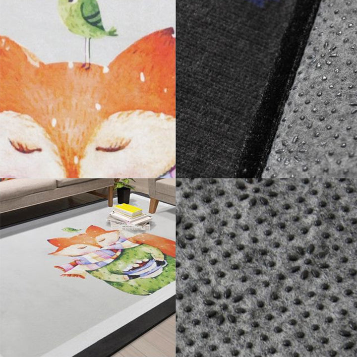 Lisslune | Cartoon Animal Gentleman Rug Multicolor Polypropylene Rug Washable Pet Friendly Non-Slip Underlay Rug for Living Room