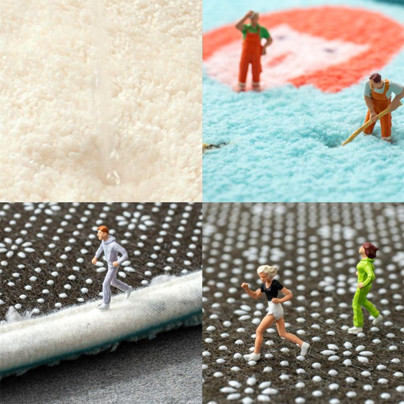 Lisslune | Irregular Shaped Animal Rug Multicolor Cartoon Rug Synthetic Non-Slip Back Machine Washable Pet Friendly Rug for Children's Room