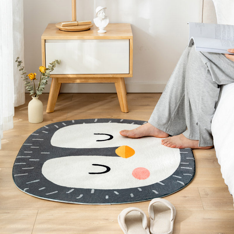 Lisslune | Multi Color Kids Carpet Cartoon Animal Head Pattern Rug Polyester Non-Slip Back Stain Resistant Machine Washable Rug