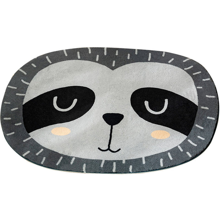 Lisslune | Multi Color Kids Carpet Cartoon Animal Head Pattern Rug Polyester Non-Slip Back Stain Resistant Machine Washable Rug