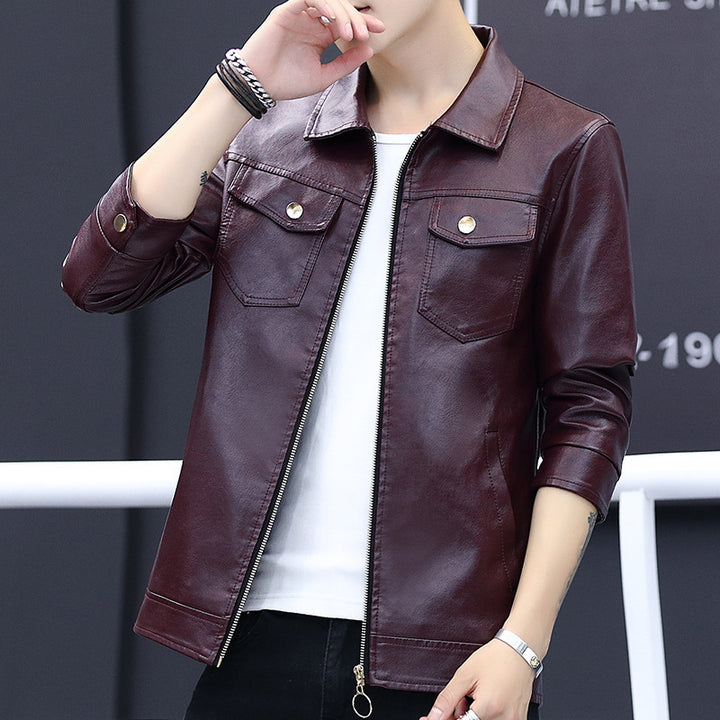 Men's Stylish Leather Jacket with Practical Pockets Lisslune