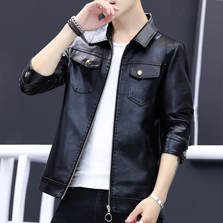 Men's Stylish Leather Jacket with Practical Pockets Lisslune