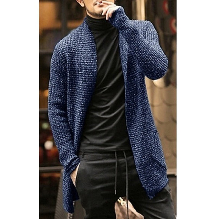 Men's chunky knit cardigan with open design and modern details Lisslune