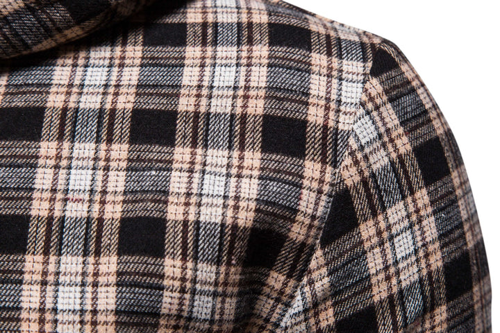 Men's Casual Flannel Shirt with Integrated Hoodie Lisslune