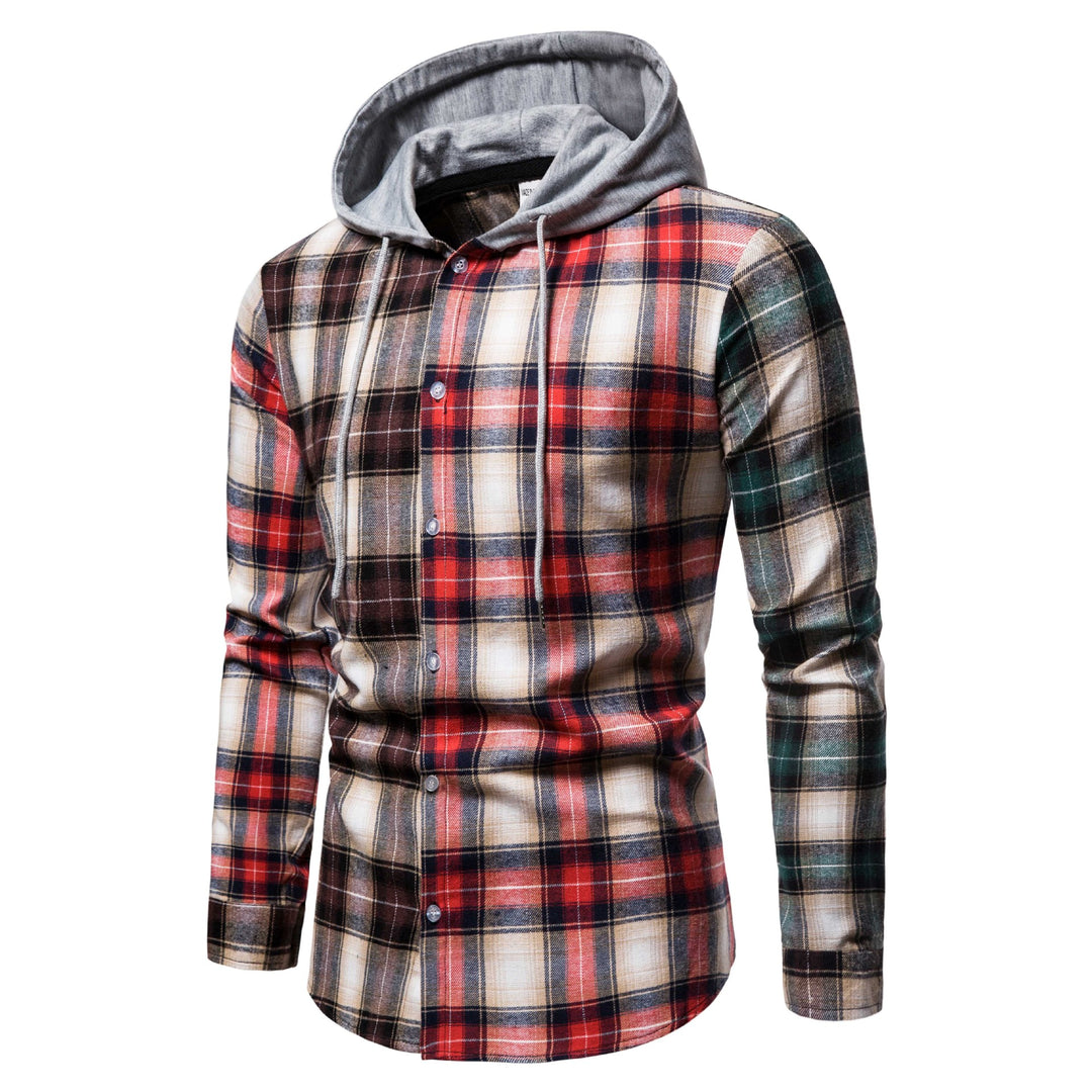 Men's shirt with integrated hood in trendy check design Lisslune