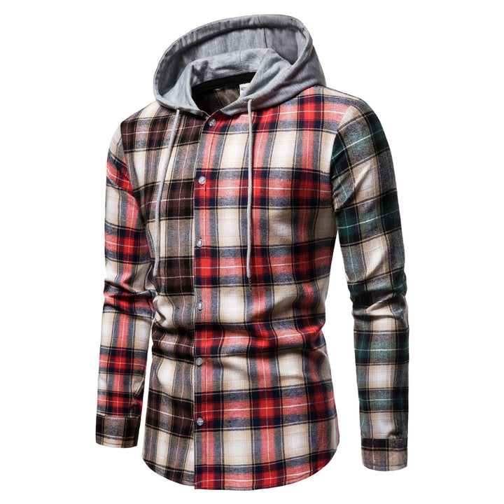 Men's shirt with integrated hood in trendy check design Lisslune
