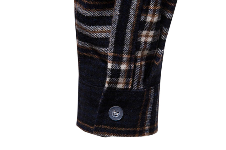 Men's Long Sleeve Shirt in Modern Check Pattern Lisslune