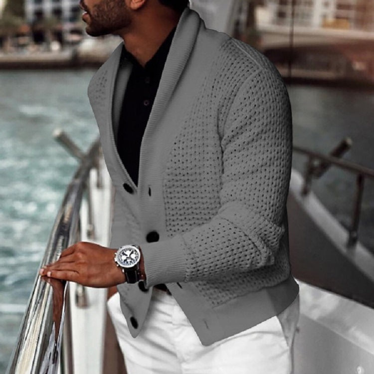 Men's cardigan with textured design and elegant shawl collar Lisslune