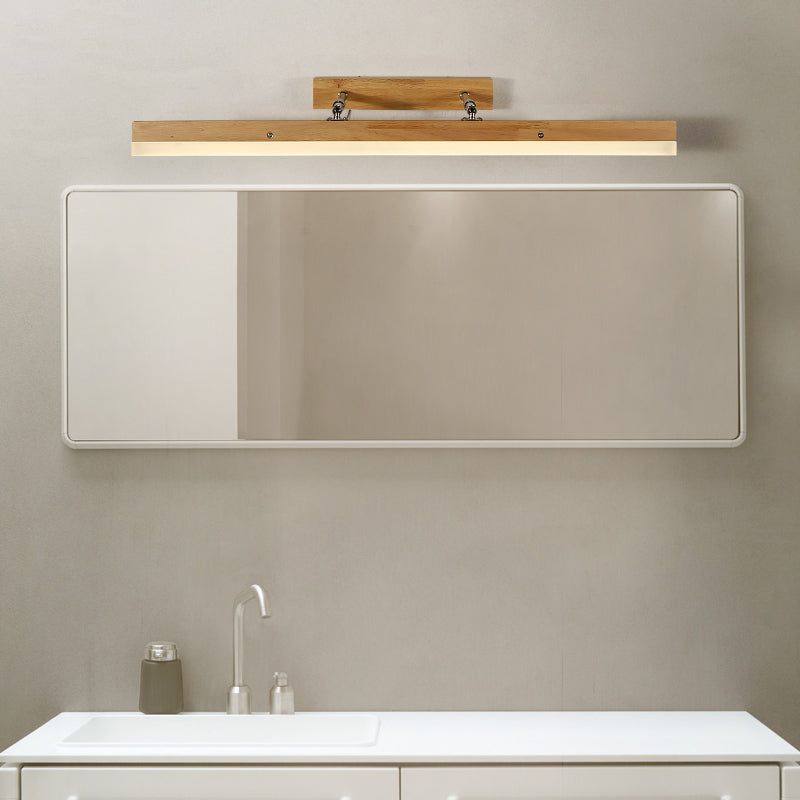 Skørter | Linear Vanity Light Contemporary Wood Led Beige Wall Mounted Vanity Lamp in White/Warm Light, 16"/23.5"/31.5" Wide